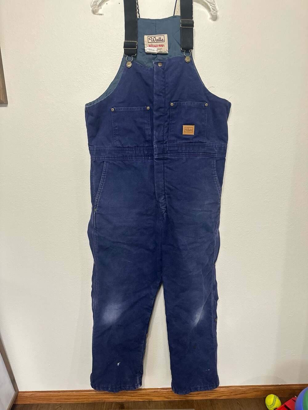 Vtg WALLS Overalls 32x30 RARE Dark Wash Double Knee Zip Up Coveralls Carhartt
